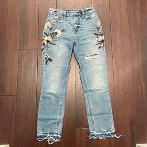 Abercrombie High Rise Embroidered Girlfriend Jeans